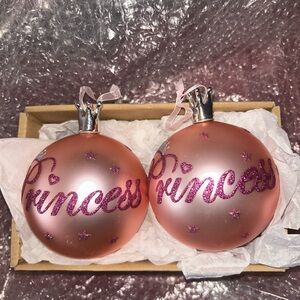 Pink Princess Christmas Ornaments with glitter shatterproof